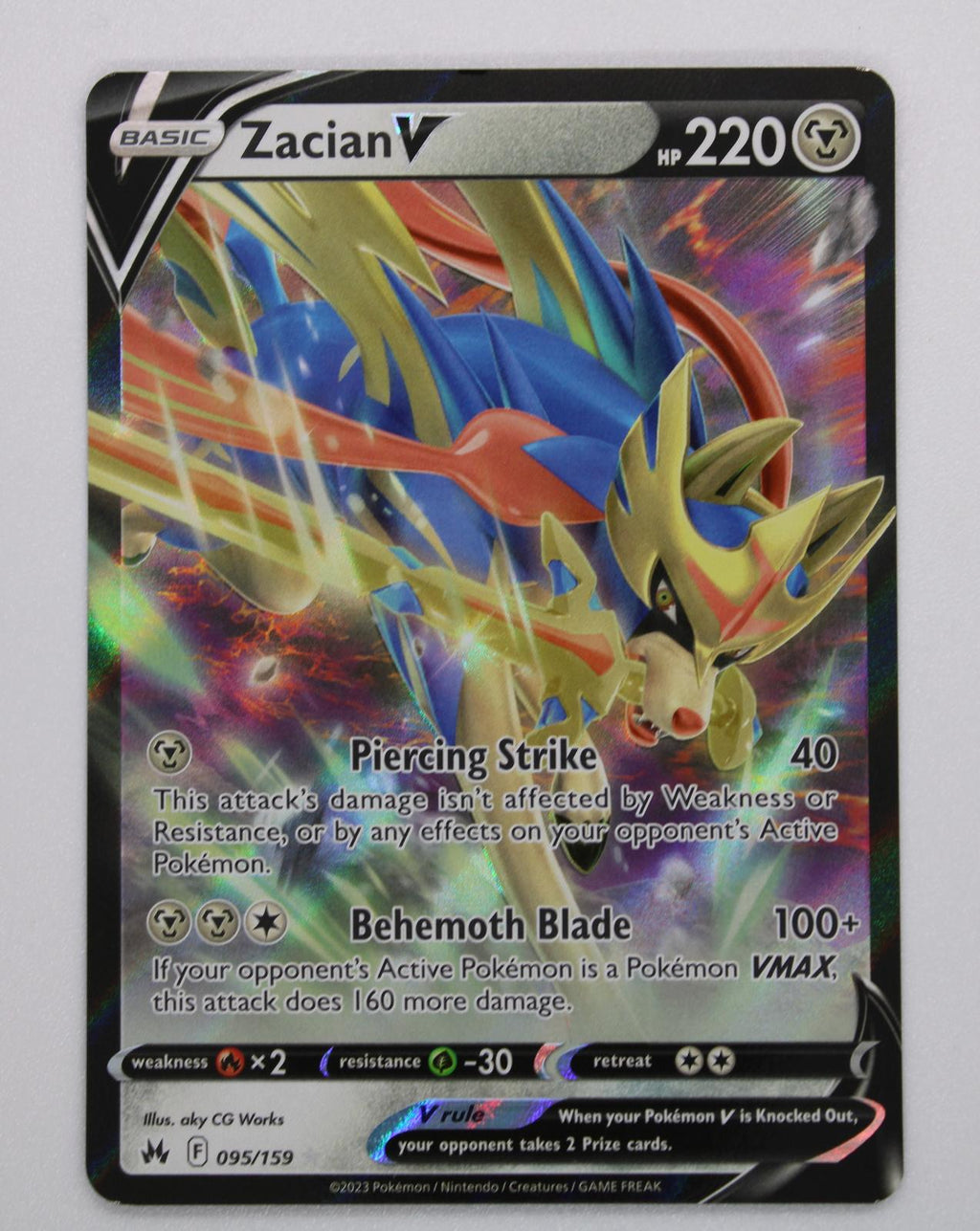 ZACIAN V 095/159 HOLO V RARE CROWN ZENITH POKEMON NM