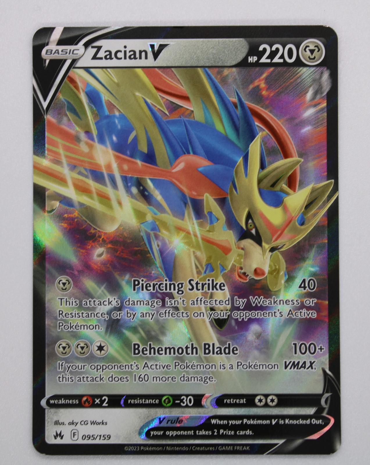 ZACIAN V 095/159 HOLO V RARE CROWN ZENITH POKEMON NM