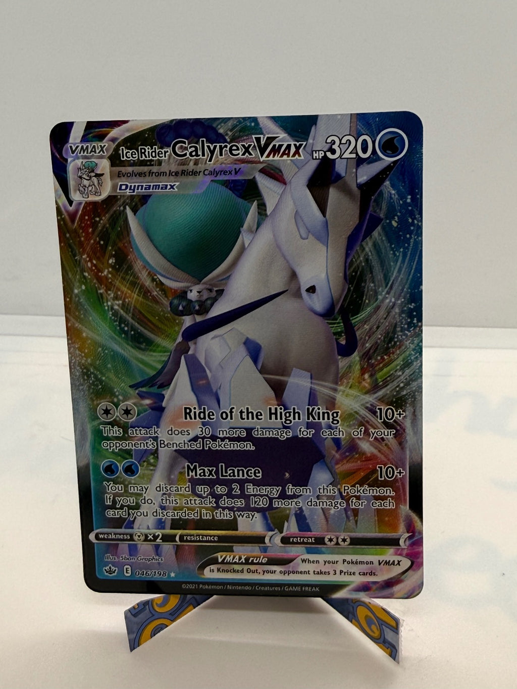 ICE RIDER CALYREX VMAX 046/198 HOLO VMAX RARE CHILLING REIGN POKEMON NM