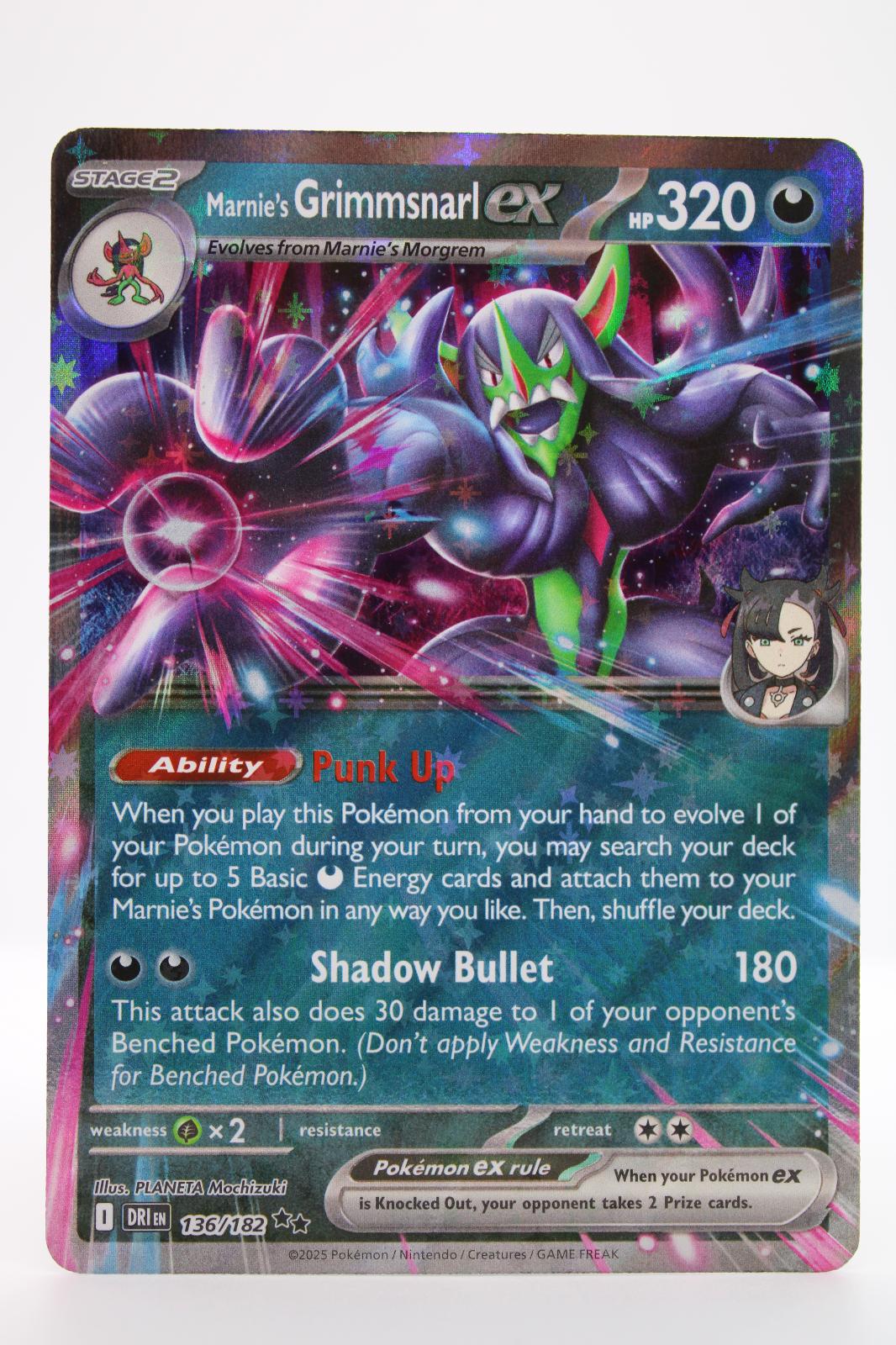 MARNIE'S GRIMMSNARL EX 136/182 DOUBLE RARE DESTINED RIVALS POKEMON NM