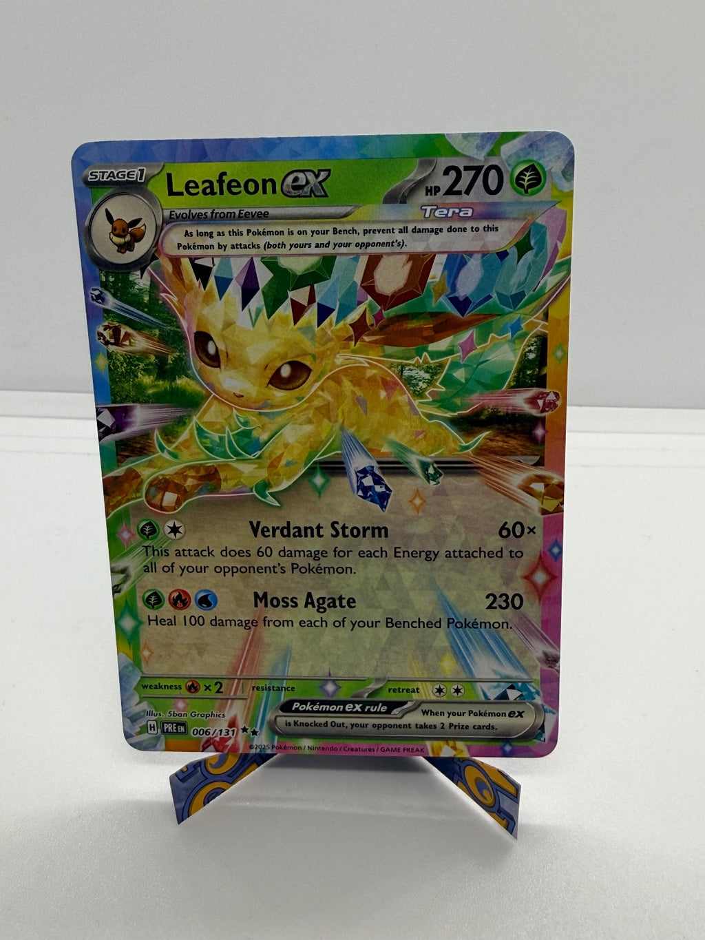 LEAFEON EX 006/131 HOLO DOUBLE RARE PRISMATIC EVOLUTIONS POKEMON NM