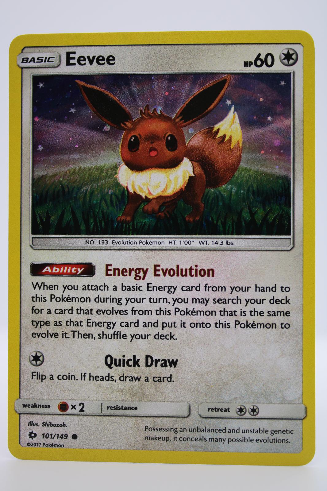 EEVEE 101/149 COMMON SM BASE SET POKEMON REVERSE HOLO NM