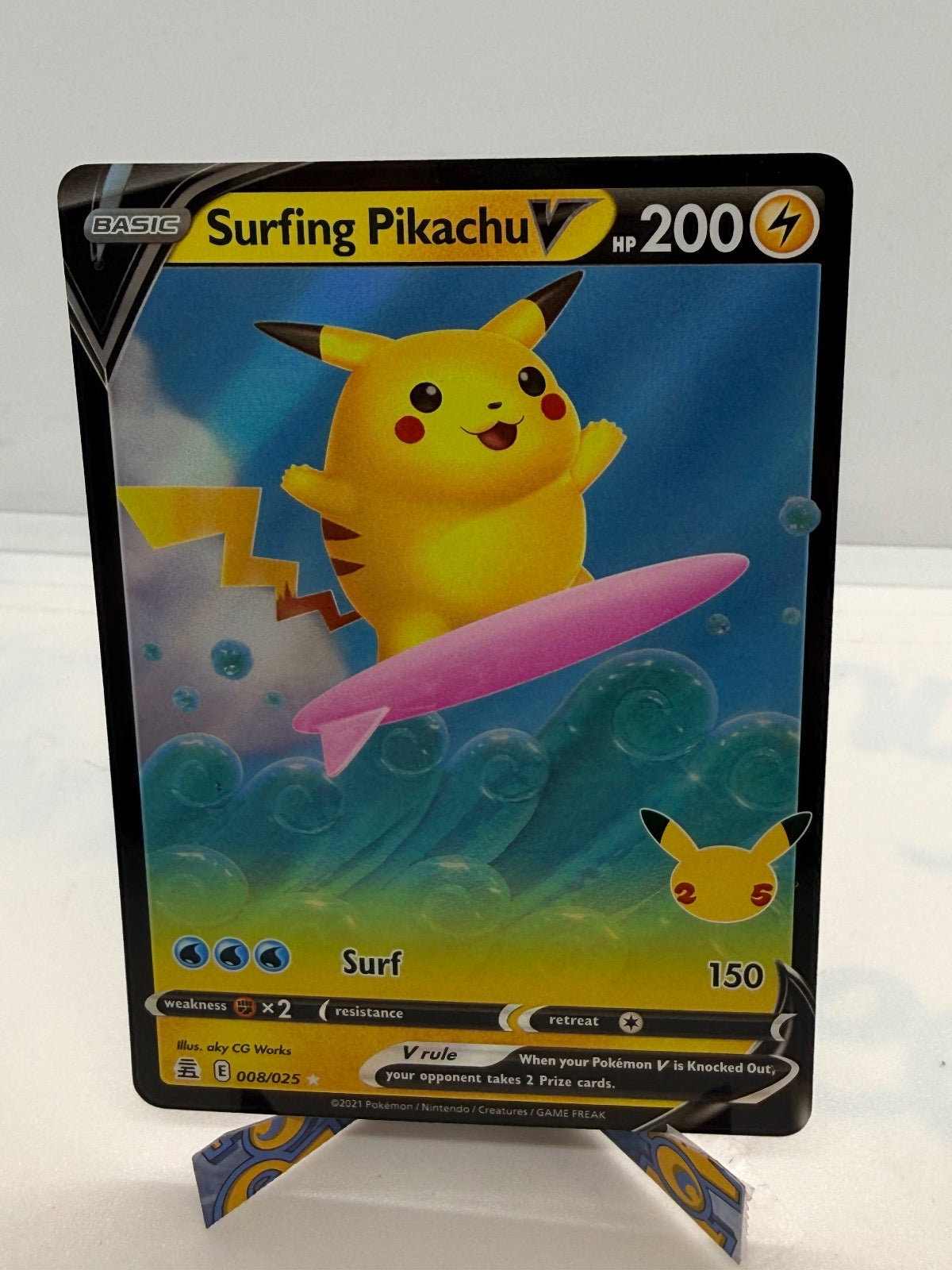 SURFING PIKACHU V 008/025 HOLO V RARE CELEBRATIONS POKEMON NM