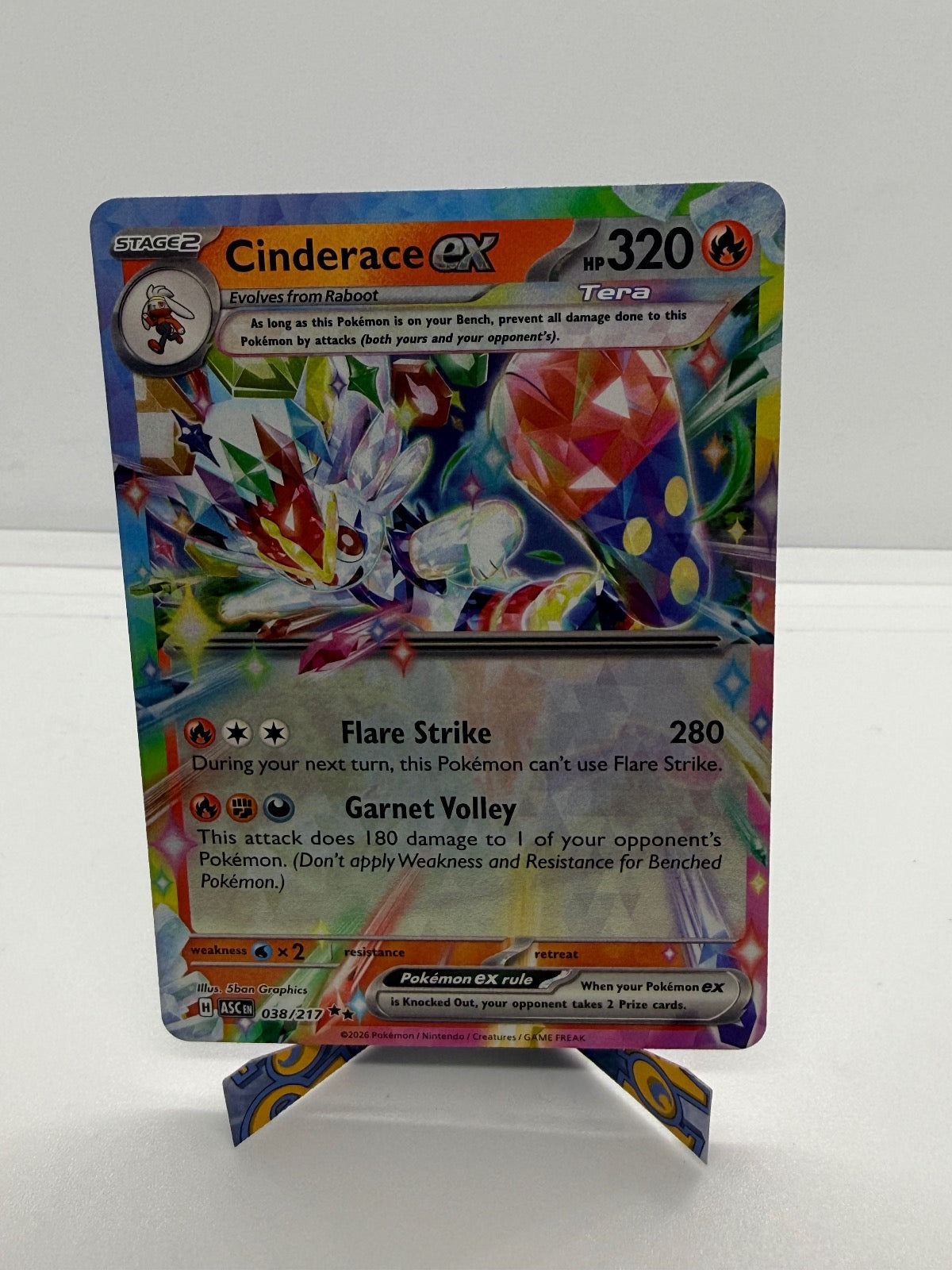 CINDERACE EX 038/217 DOUBLE RARE ASCENDED HEROES POKEMON NM