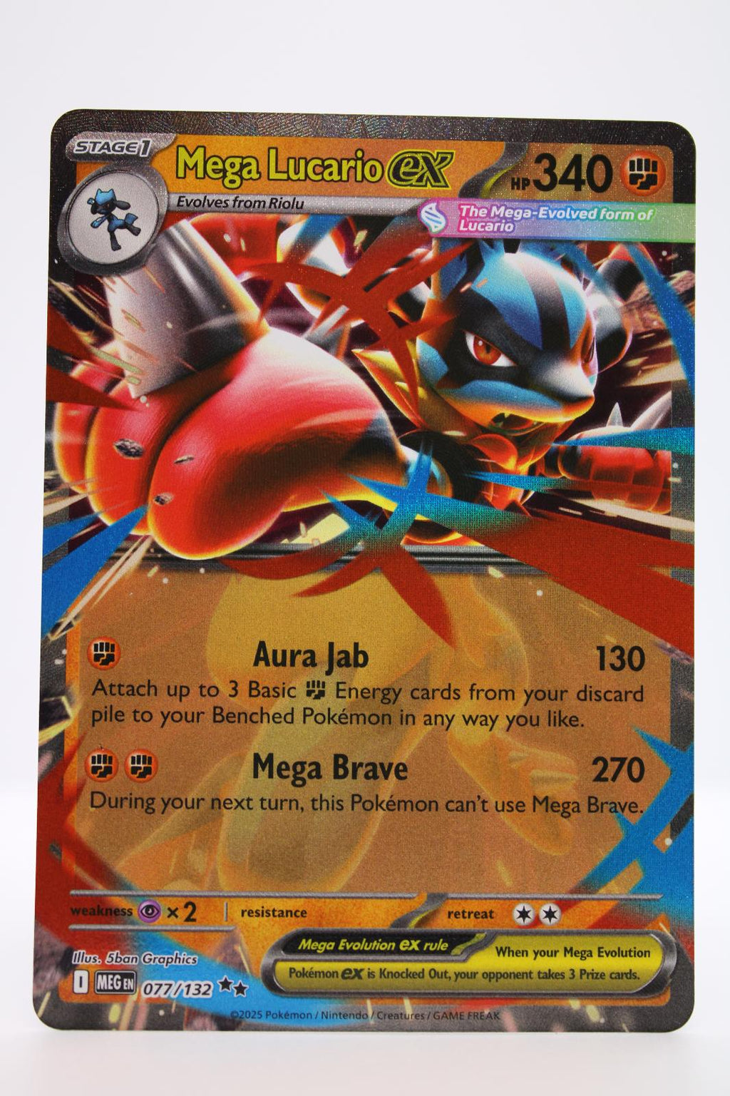 MEGA LUCARIO EX 077/132 DOUBLE RARE MEGA EVOLUTION POKEMON NM
