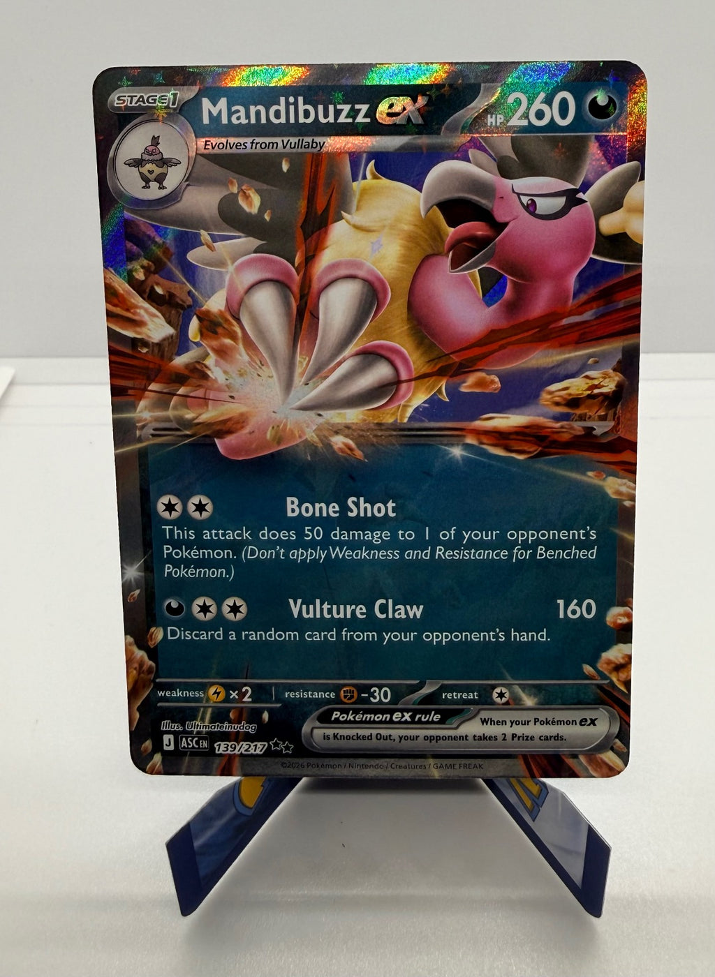 MANDIBUZZ EX 139/217 DOUBLE RARE ASCENDED HEROES POKEMON NM